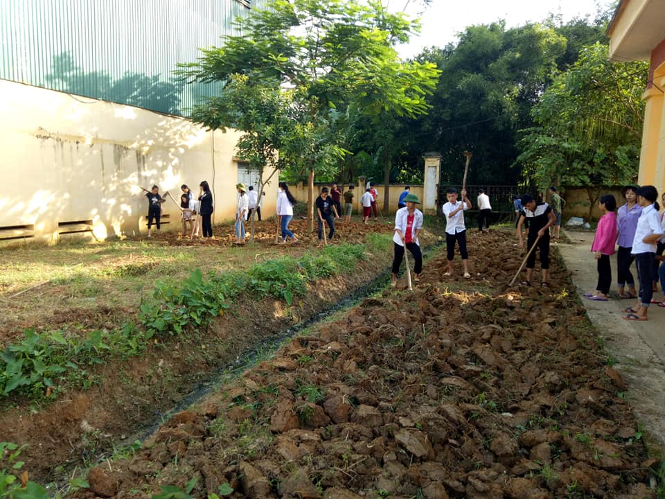 Học sinh tích cực tăng gia sản xuất. 